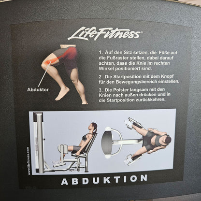 Life Fitness 2er Set = Abduktoren und Adduktorenmaschine, Hip Abduction und Hip Adduction Set, Signature Series, Rahmenfarbe Silber, gebraucht - überholter Zustand