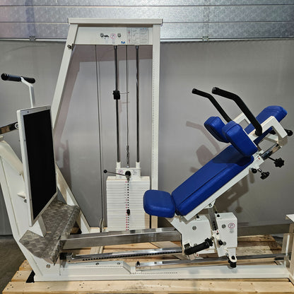 MKB Keller Funktionsstemme, Beinpresse verstellbar sitzend - liegend, 200kg Gewichtsblock, Farbe Weiß, gebraucht - überholter Zustand