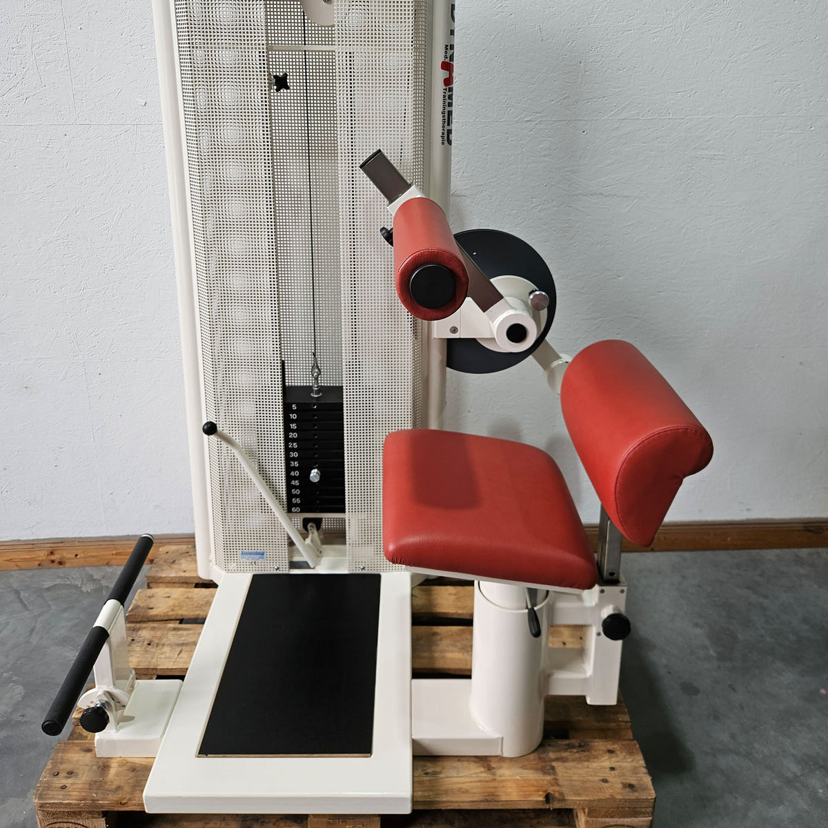 Dynamed Bauchmaschine und Rückenstrecker 2 in 1 Kombimaschine - Bauchmuskeltraining und Hyperextension, Abs and Lower Back, Stolzenberg, Rahmen Weiß, gebraucht - überholter Zustand