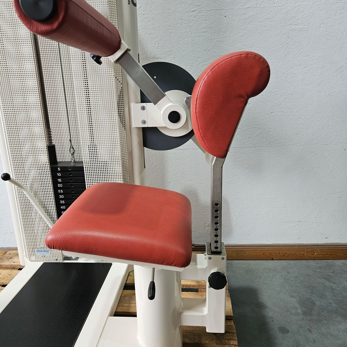 Dynamed Bauchmaschine und Rückenstrecker 2 in 1 Kombimaschine - Bauchmuskeltraining und Hyperextension, Abs and Lower Back, Stolzenberg, Rahmen Weiß, gebraucht - überholter Zustand