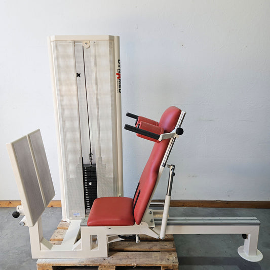 Dynamed Funktionsstemme Kombi Sitzend-Liegend, 150kg Gewichtsblock, mit Kippkreisel, Beinpresse verstellbar, Stolzenberg, Rahmen Weiß, gebraucht - überholter Zustand