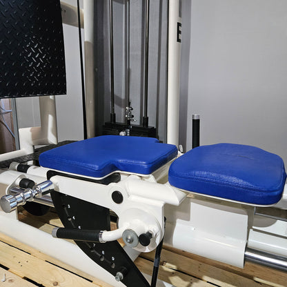 Gym80 Med80 3283 Seated - Supine Leg Press, 180kg weight stack, adjustable leg press, color white, used - refurbished condition