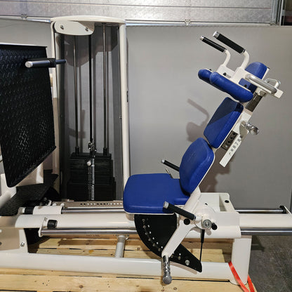 Gym80 Med80 3283 Seated - Supine Leg Press, 180kg weight stack, adjustable leg press, color white, used - refurbished condition