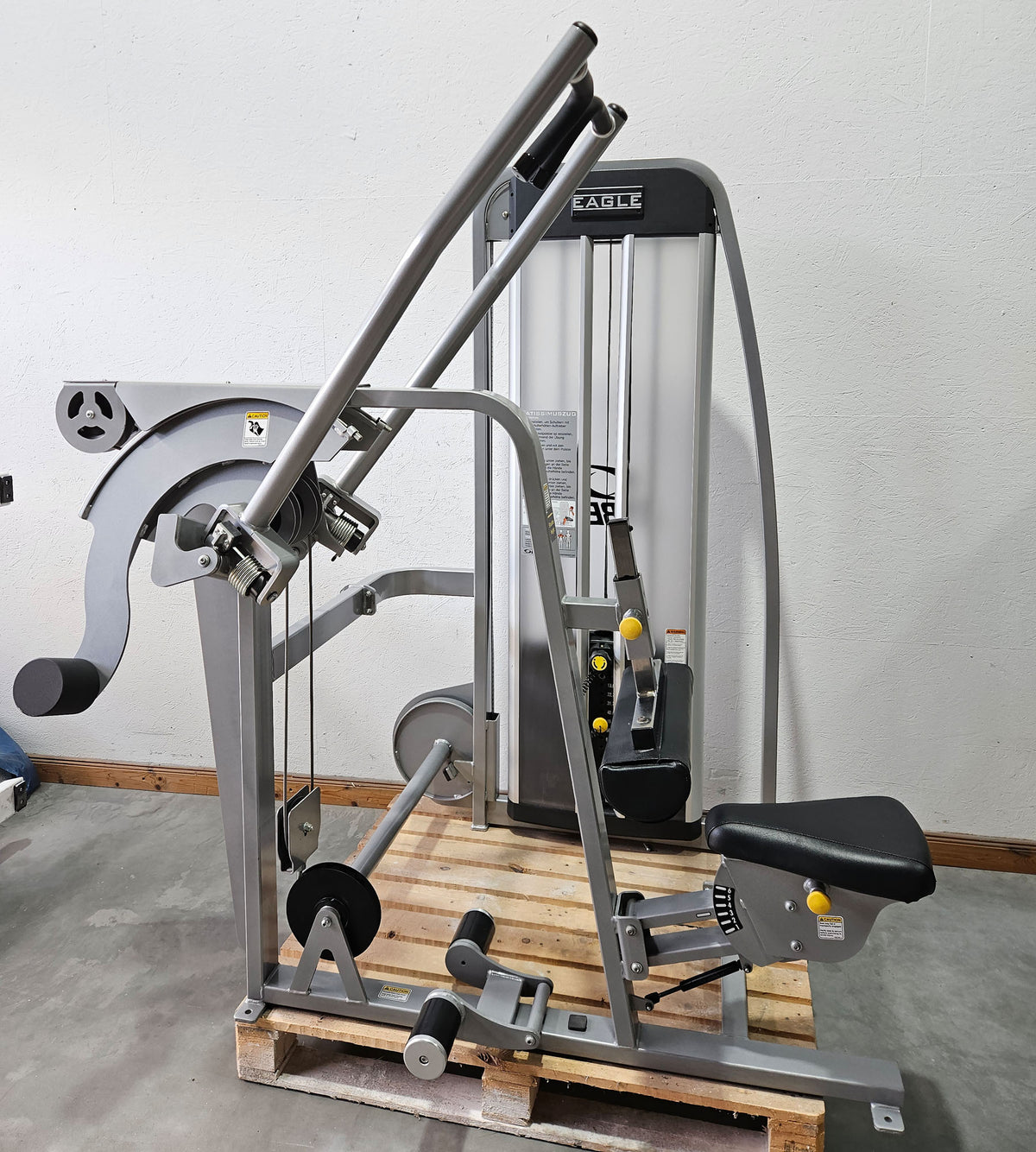 Cybex Eagle Lat Pulldown, bilateral lat pulldown, large 131kg weight stack, silver frame, used - refurbished condition