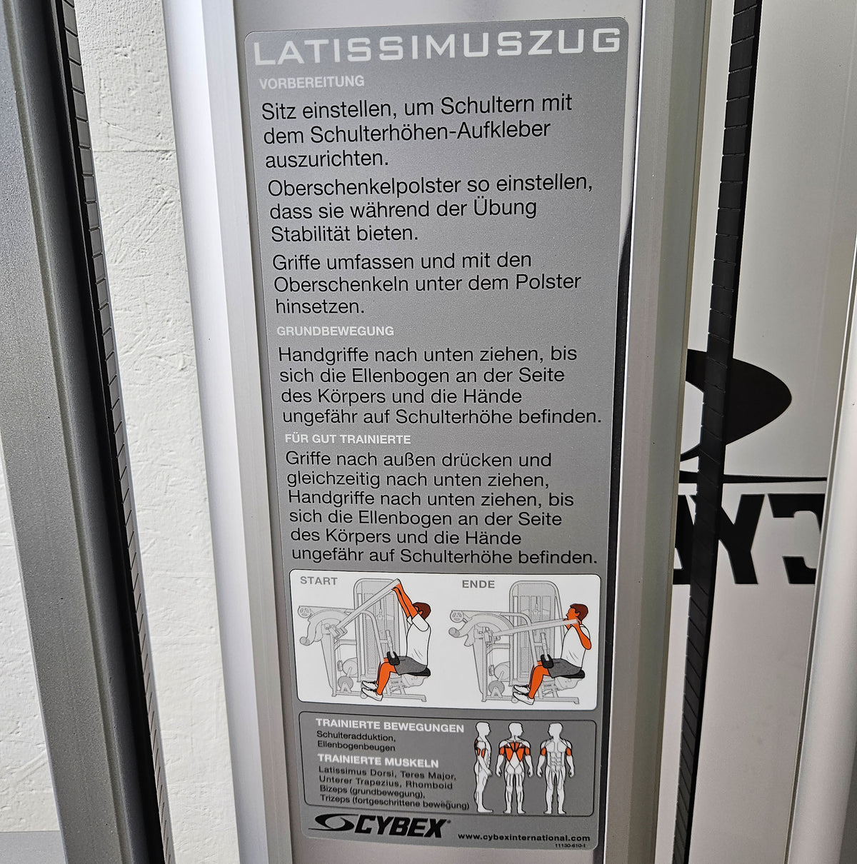 Cybex Eagle Lat Pulldown, bilateral lat pulldown, large 131kg weight stack, silver frame, used - refurbished condition