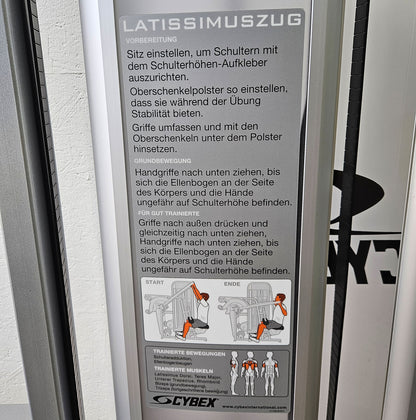 Cybex Eagle Lat Pulldown, bilateral lat pulldown, large 131kg weight stack, silver frame, used - refurbished condition