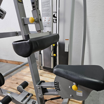 Cybex Eagle Lat Pulldown, bilateral lat pulldown, large 131kg weight stack, silver frame, used - refurbished condition
