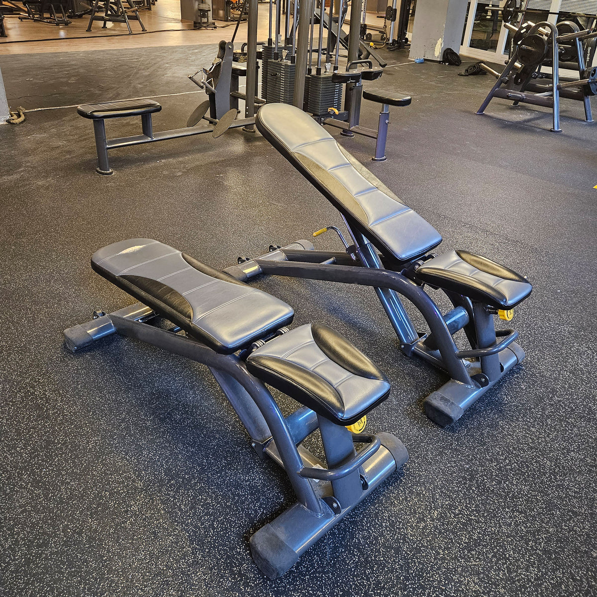 SportsArt komplette Fitnessstudio Ausstattung - 75 Fitnessgeräte im Set - Kraftgeräte, Cardiogeräte, Bänke, Racks etc - Rahmen Anthrazit, gebraucht - überholter Zustand