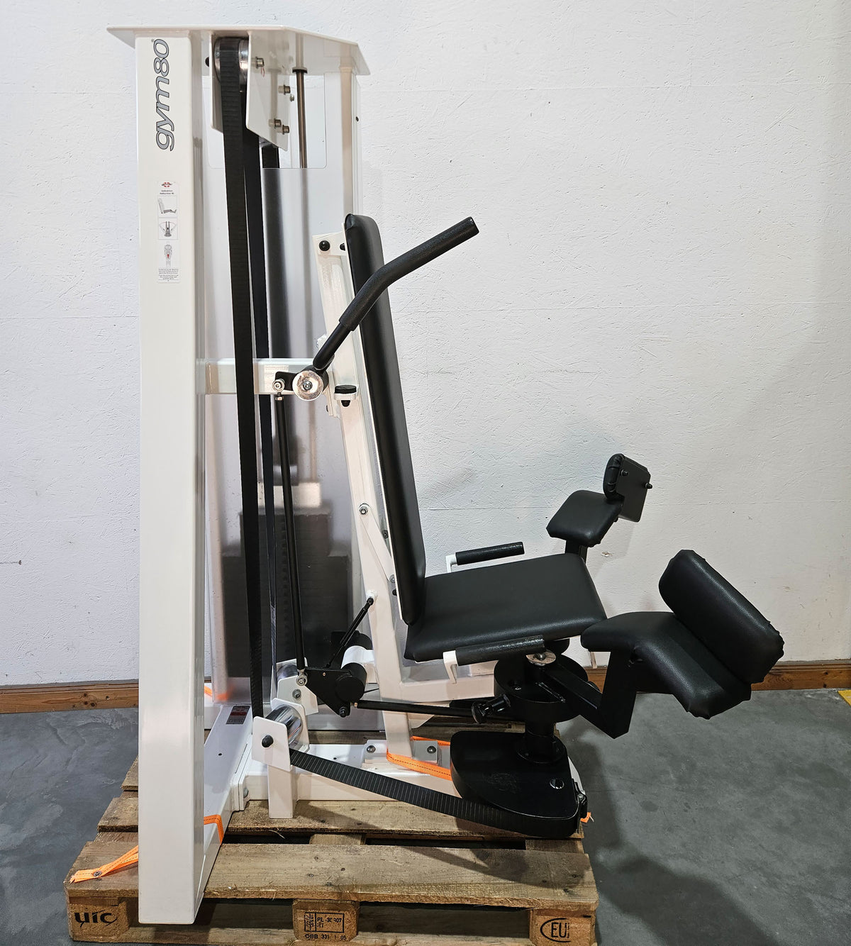 Gym80 Adduktorenmaschine, Hip Adductor, sitzend, Oldschool Bodybuilding Kraftgerät - Edition Line mit Verkleidung, Rahmen Weiß, gebraucht - geprüfter Zustand