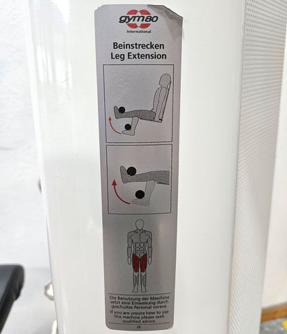 Gym80 Sygnum Seated Leg Extension 3001, Strength Training Machine, Frame Color White, Used - Refurbished Condition
