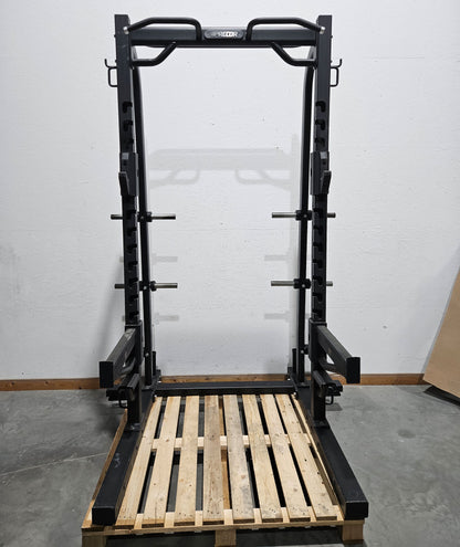 Precor Half Rack inkl. Bodenplattform, Abwurfplattform aus Gummi und Holz, Discovery Series, Ähnlich Full Power Rack, gebraucht - geprüfter Zustand mit optischen Gebrauchsspuren