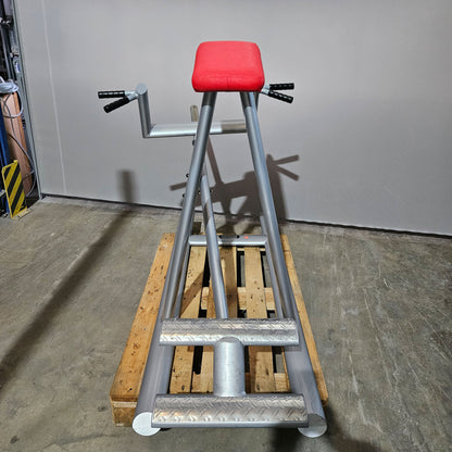 Teuwsen T-Bar Row Ruderstation mit Bruststütze. Ähnlich Gym80 oder L+K, Plate loaded Kraftgerät Rudern, Rahmen Silber, gebraucht - geprüfter Zustand