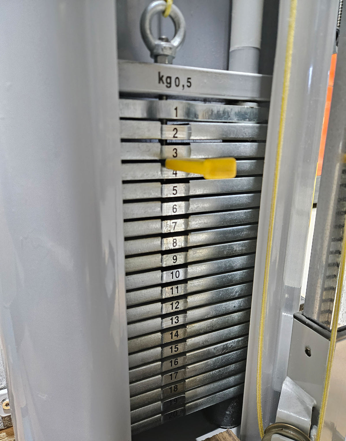 Lojer Seilzugapparat Pulley 20, Wandmontage, 2 Stück im Set, Höhenverstellbarer Kabelzug mit 20kg Gewichtsblock, Farbe Silber - gebraucht - geprüfter Zustand