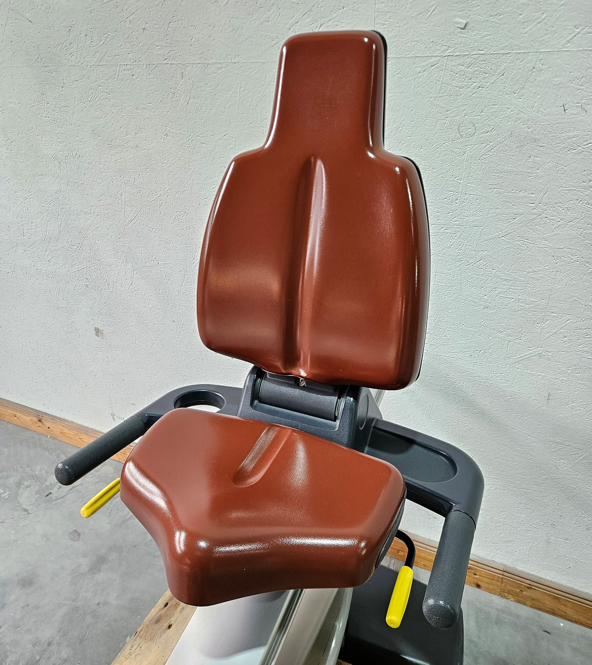 TechnoGym Recumbent Excite Line Recline 500, LED Display, verstellbare Pedalarme, ohne Handpuls, Polster Rot-Braun, gebraucht - überholter Zustand