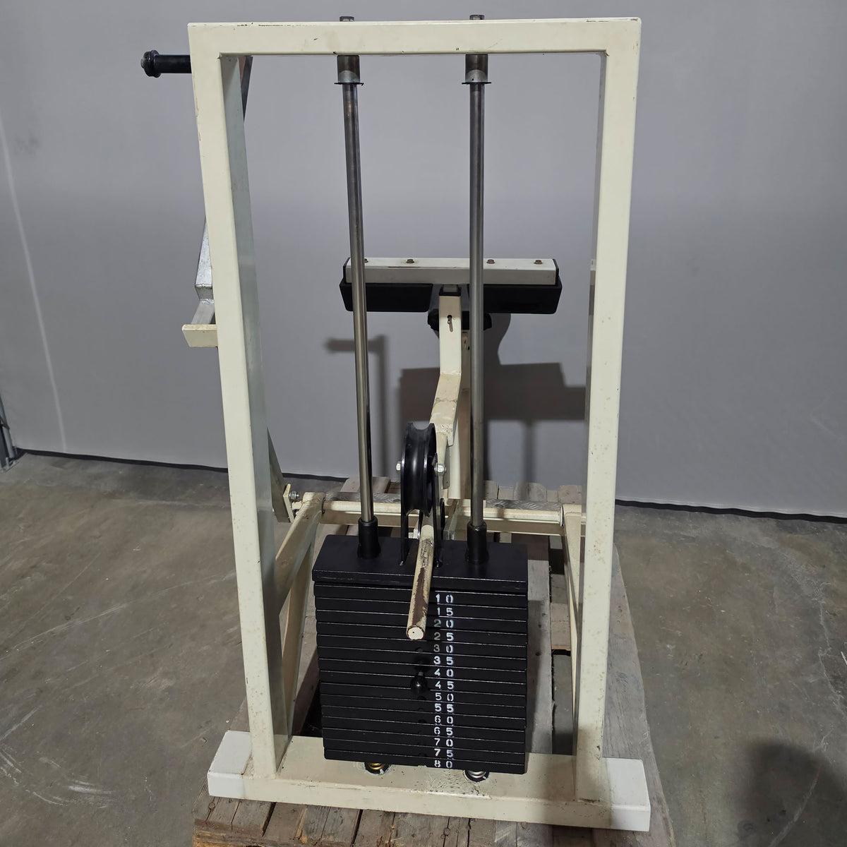 Panatta Wadenmaschine sitzend, Calf Machine, Wadenpresse, Oldschool Bodybuilding, Rahmenfarbe Weiß, gebraucht mit Gebrauchsspuren