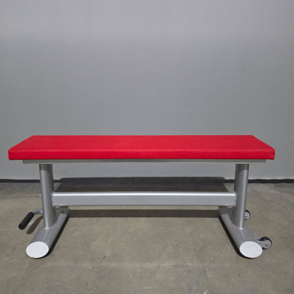 Teuwsen Flat Bench, frame silver, upholstery red, used - with signs of use