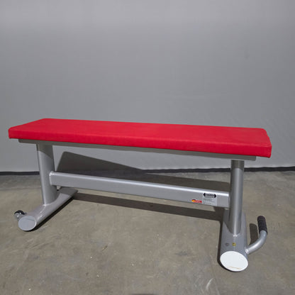 Teuwsen Flat Bench, frame silver, upholstery red, used - with signs of use