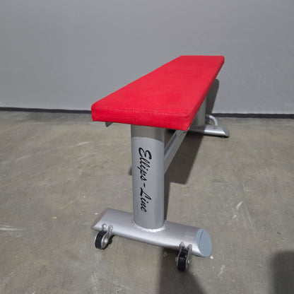 Teuwsen Flat Bench, frame silver, upholstery red, used - with signs of use