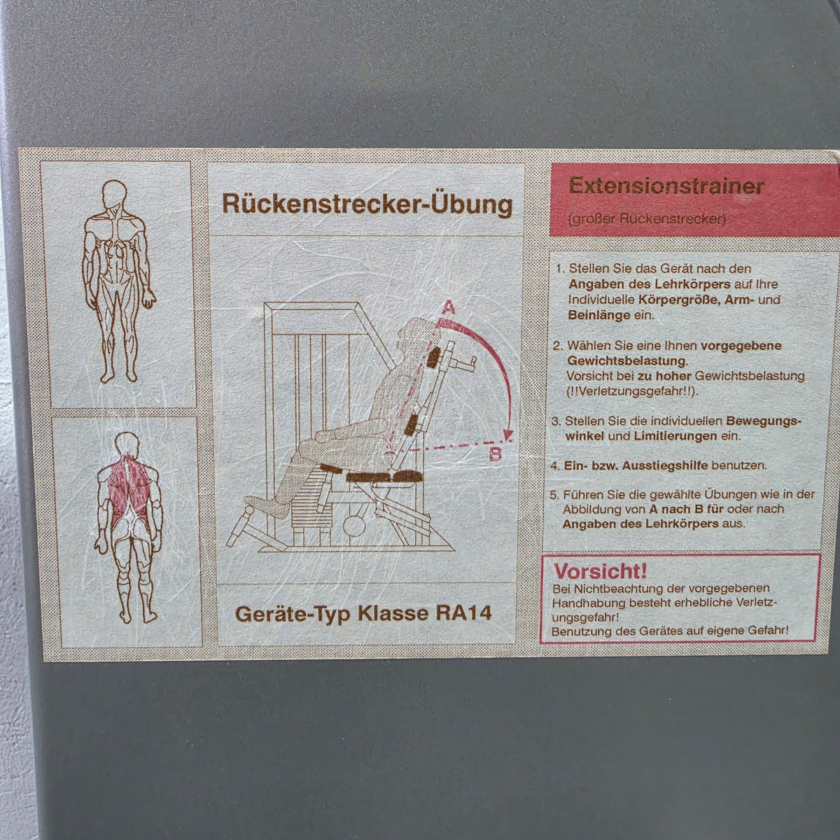 Kaphingst Back Extension RA14, Hyperextension Strength Machine, very variably adjustable, Lower Back Machine, Color White, used - tested condition with signs of wear