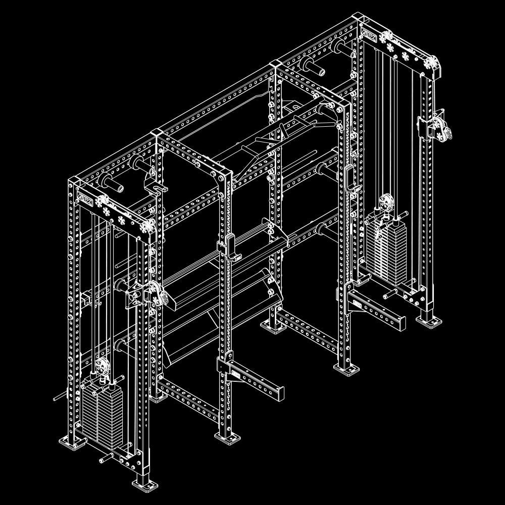 ATX Cable Cross Rack mit 2 x 90 kg Steckgewichten und vielen Extras