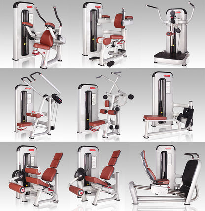 Complete gym equipment - equipment park with over 45 strength training machines - Danksport S-Line set with 45 fitness machines &amp; accessories, exhibition equipment comparable to Gym80, Nautilus, Star Trac or TechnoGym