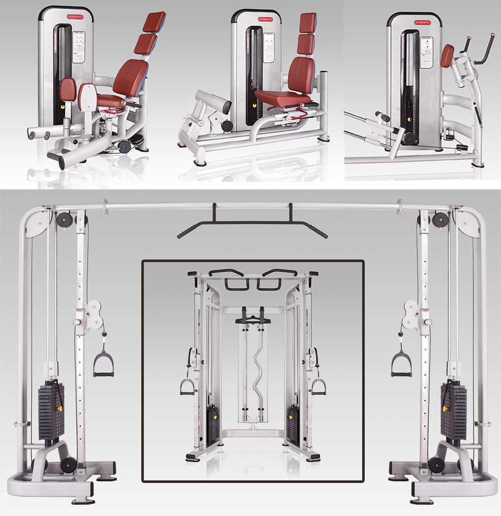 Complete gym equipment - equipment park with over 45 strength training machines - Danksport S-Line set with 45 fitness machines &amp; accessories, exhibition equipment comparable to Gym80, Nautilus, Star Trac or TechnoGym