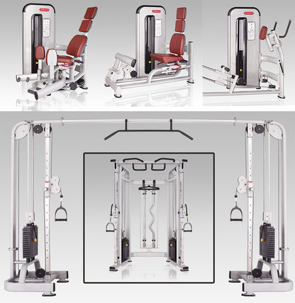 Complete gym equipment - equipment park with over 45 strength training machines - Danksport S-Line set with 45 fitness machines &amp; accessories, exhibition equipment comparable to Gym80, Nautilus, Star Trac or TechnoGym