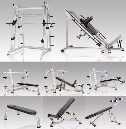 Complete gym equipment - equipment park with over 45 strength training machines - Danksport S-Line set with 45 fitness machines &amp; accessories, exhibition equipment comparable to Gym80, Nautilus, Star Trac or TechnoGym