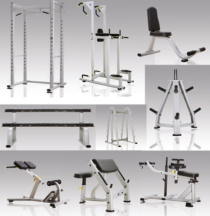 Complete gym equipment - equipment park with over 45 strength training machines - Danksport S-Line set with 45 fitness machines &amp; accessories, exhibition equipment comparable to Gym80, Nautilus, Star Trac or TechnoGym