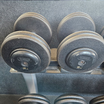ElbeSport cast iron dumbbell set from 2.5 to 60 kg in 2.5 kg increments (24 pairs) Oldschool, INCLUDING dumbbell racks, used - with signs of wear