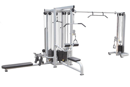 DankSport 5 Stationenturm, 5 Stack Multi Station Tower, 1x Latzug, 1x Rudern, 1x Seilzug von Oben, 2x Kabelzug höhenverstellbar = Cable Crossover - 120 und 100kg Gewichtsblöcke - Silber und Schwarz - NEU