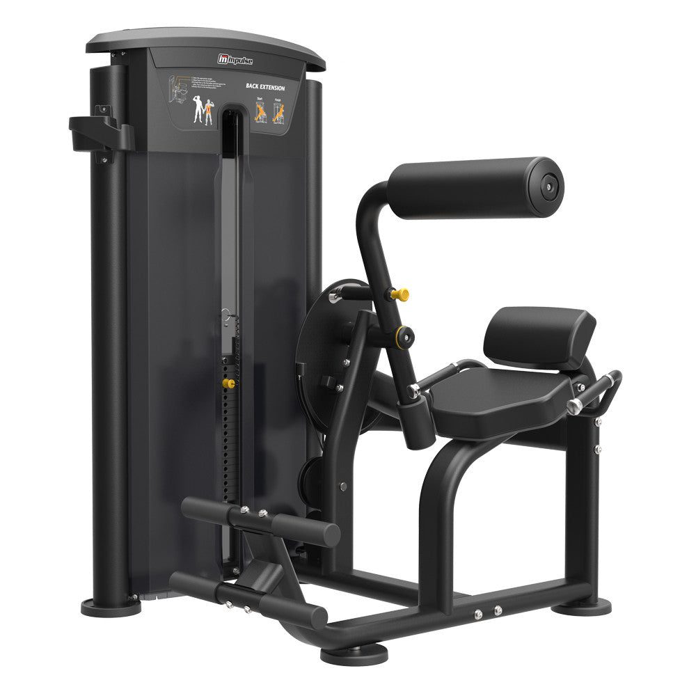 Impulse Fitness Rückenstrecker, Hyperextension, IT9532, Back Extensionl, 90kg Gewichtsblock, Black Edition