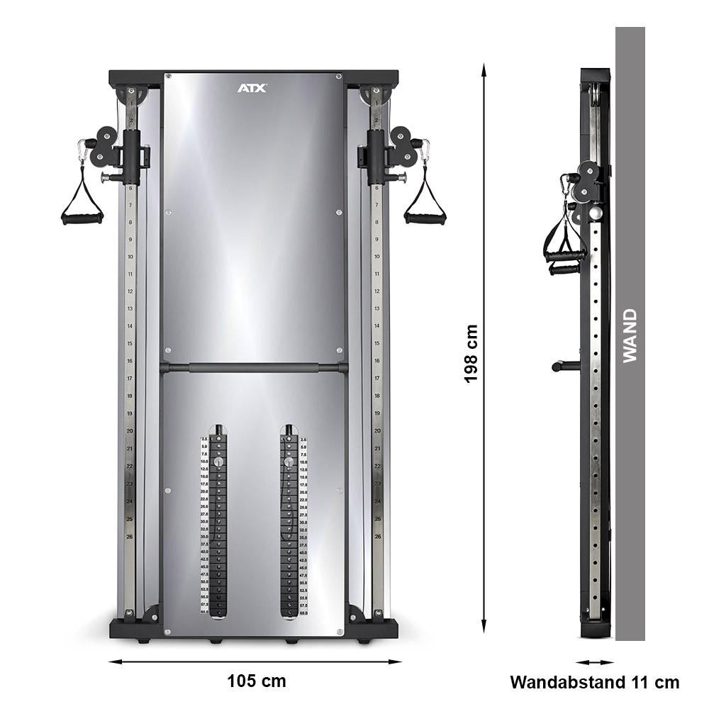 ATX Duale Wandzugstation -Mirror- mit 2 x 60 kg Steckgewichten