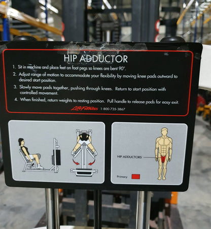 Life Fitness Adduktoren - Abduktorenmaschinen, Hip Abductor and Adductor, 2 Geräte im Set, Rahmen Weiß, Polster Schwarz, gebraucht - überholter Zustand