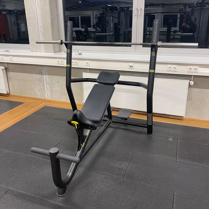 Technogym Schrägdrückerbank, Olympic Inclined Bench, Hantelbank zum Schrägbankdrücken, Rahmenfarbe Schwarz, gebraucht - überholter Zustand