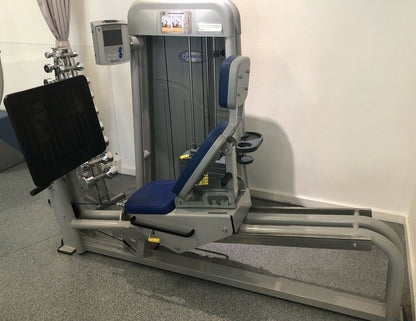 Ergo-Fit Beinpresse, verstellbare Leg Press, 172,5kg Gewichtsblock, Polster Blau, gebrauchter - überholter Zustand