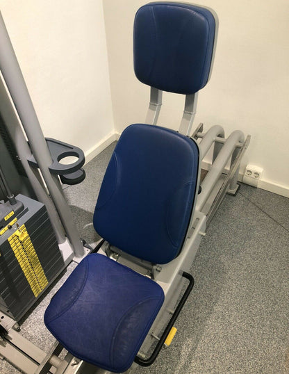 Ergo-Fit Beinpresse, verstellbare Leg Press, 172,5kg Gewichtsblock, Polster Blau, gebrauchter - überholter Zustand