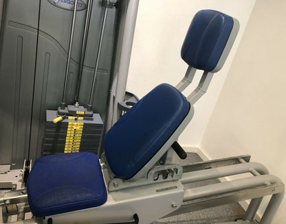 Ergo-Fit Beinpresse, verstellbare Leg Press, 172,5kg Gewichtsblock, Polster Blau, gebrauchter - überholter Zustand