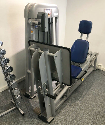 Ergo-Fit Beinpresse, verstellbare Leg Press, 172,5kg Gewichtsblock, Polster Blau, gebrauchter - überholter Zustand