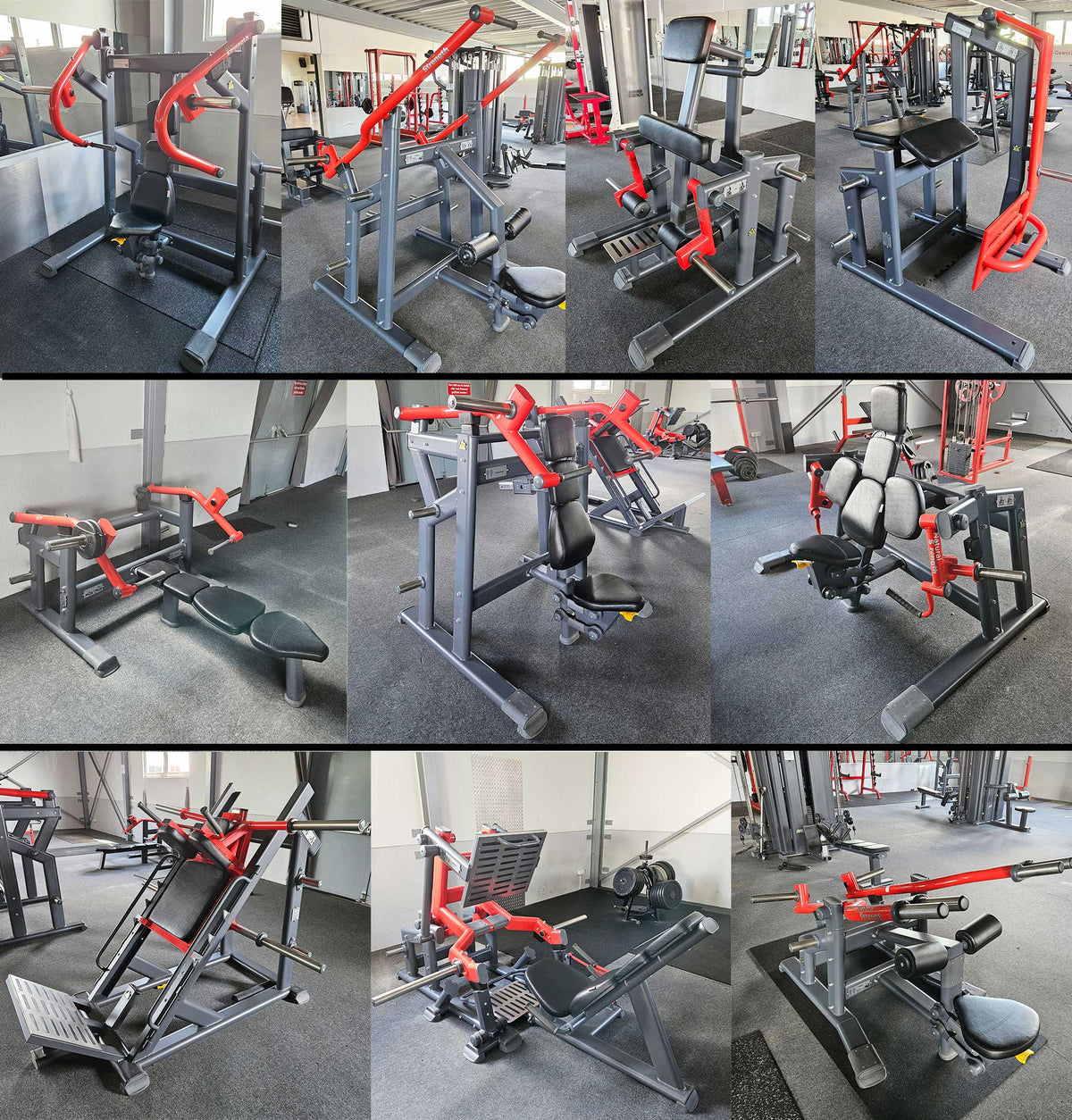Master Sport Plate loaded Set, 10 Kraftgeräte, Farbe Schwarz und Rot, gebraucht - geprüfter Zustand