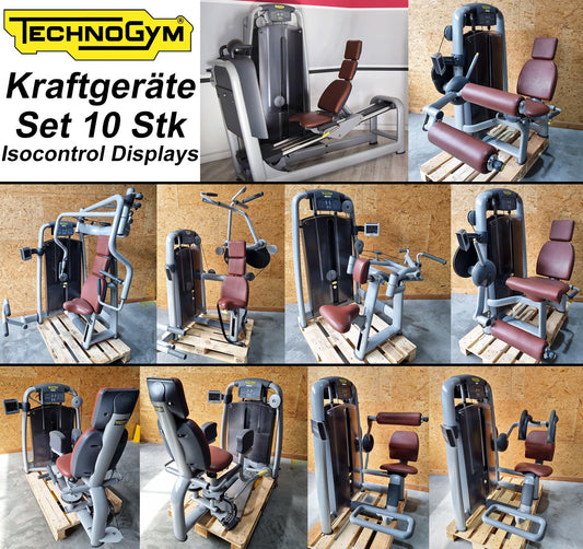 TechnoGym 10 Kraftgeräte im Set, Isocontrol Displays, Selection Line, Neue Version mit Plastikverkleidungen, gebraucht - überholter Zustand