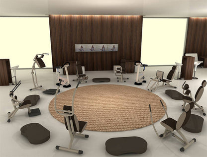 TechnoGym Easy Line Zirkel, 8 Geräte, Gestelle silbergrau, Polster braun, gebraucht