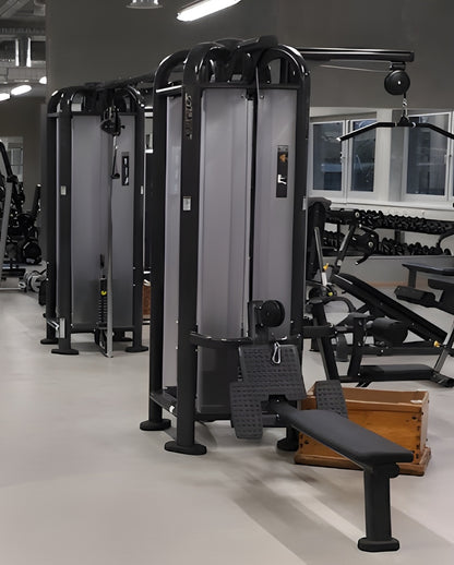 Cybex 8 Stationenturm PWR Play, 8 Stack Multi Station, baugleich Life Fitness MJ Tower, große Gewichtsblöcke, Rahmenfarbe Anthrazit, gebraucht - überholter Zustand
