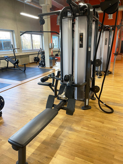 Cybex 8 Stationenturm PWR Play, 8 Stack Multi Station, baugleich Life Fitness MJ Tower, große Gewichtsblöcke, Rahmenfarbe Anthrazit, gebraucht - überholter Zustand