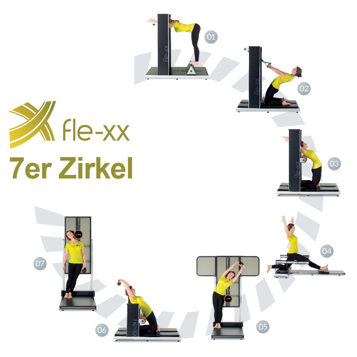 Fle-xx X-Series Circuit, 7-piece set, mobility circuit, "Backbone Concept", back circuit for stretching, modern design, used & tested - good condition