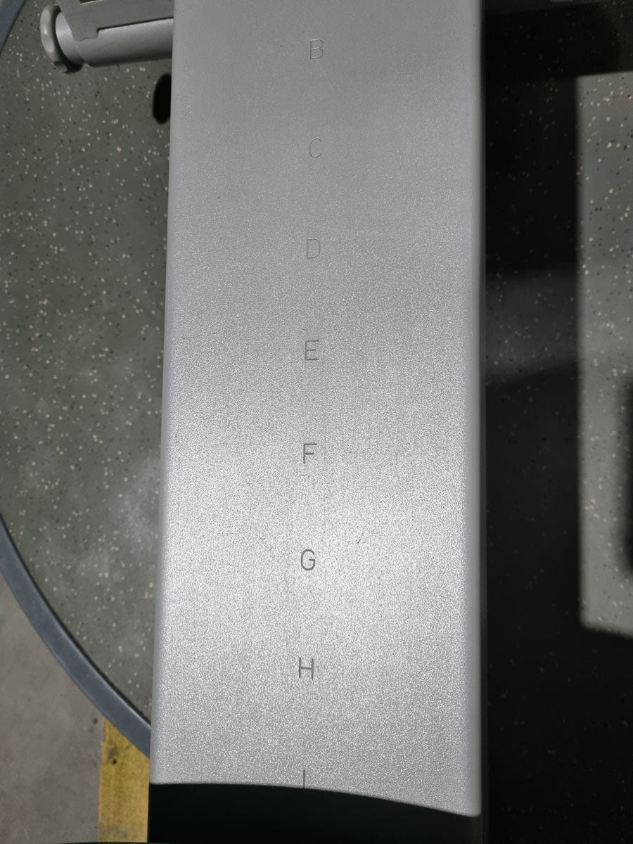 Frei Genius Funktionsstemme - verstellbare Beinpresse, Rahmenfarbe Silber, Polsterfarbe Türkis, gebraucht - überholter Zustand