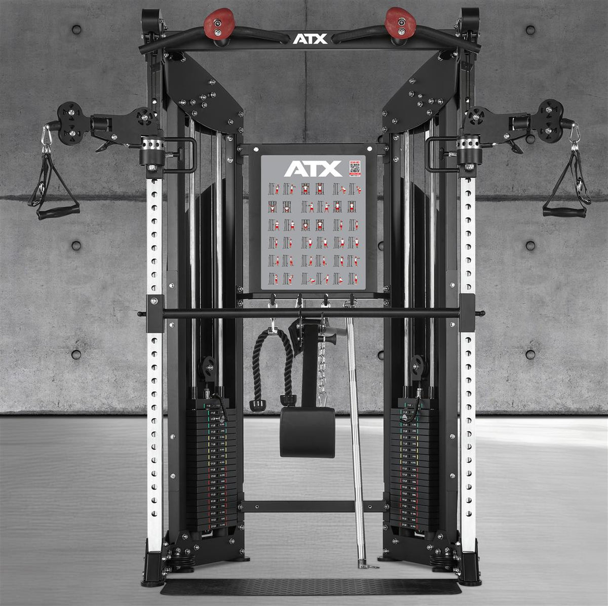 ATX Kabelzugstation - Rack mit 2 x 90 kg Steckgewichten und Zubehör!