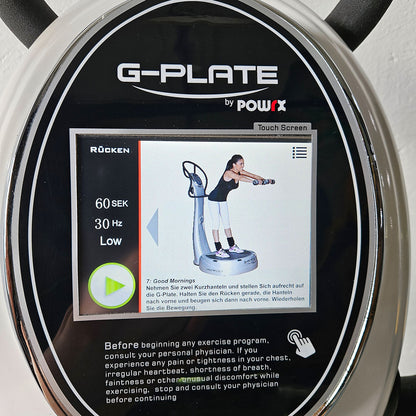 G-Plate by POWRX, vibration plate with air suspension, touchscreen display, color white, used - tested condition