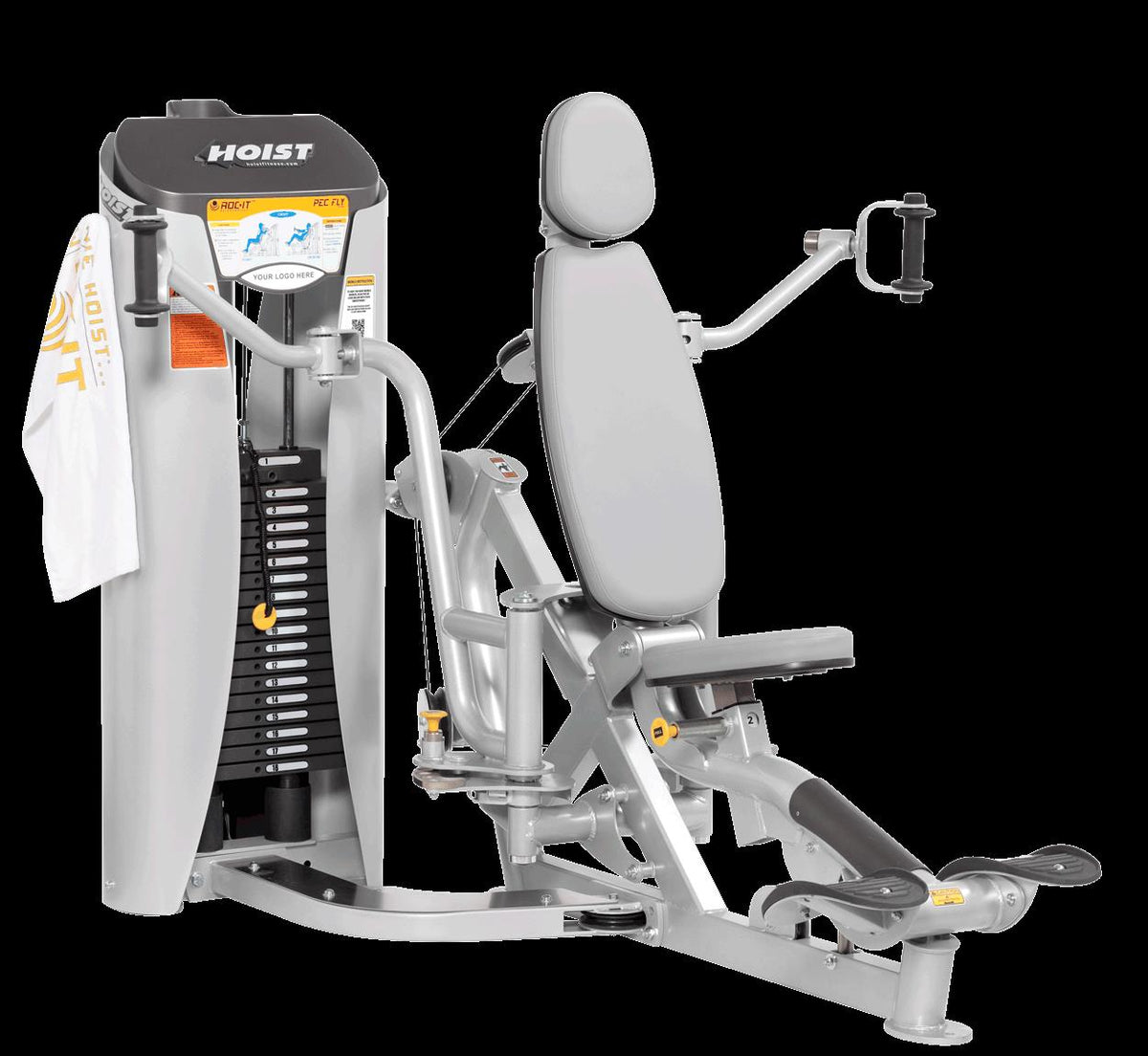 Hoist Roc-IT Pec Fly, RS1302, Butterfly, Roc IT Selectorized Serie mit Steckgewichten, Vorgänger vom RS-2302, Rahmenfarbe Silber, gebraucht - überholter Zustand