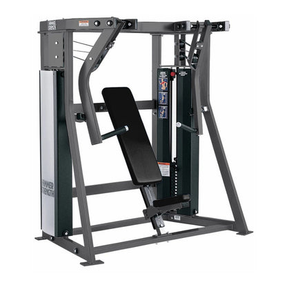 Hammer Strength MTS Schrägbankdrücken Maschine ( nach unten ) - Iso-Lateral Decline Press, Rahmenfarbe Silber, gebraucht - überholter Zustand